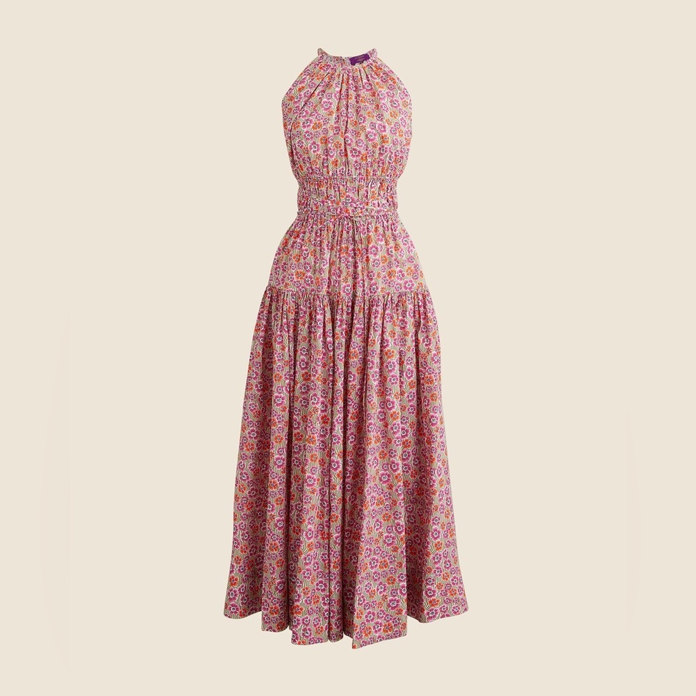 J. Crew Tie-waist halter dress in Liberty® Ellie fabric